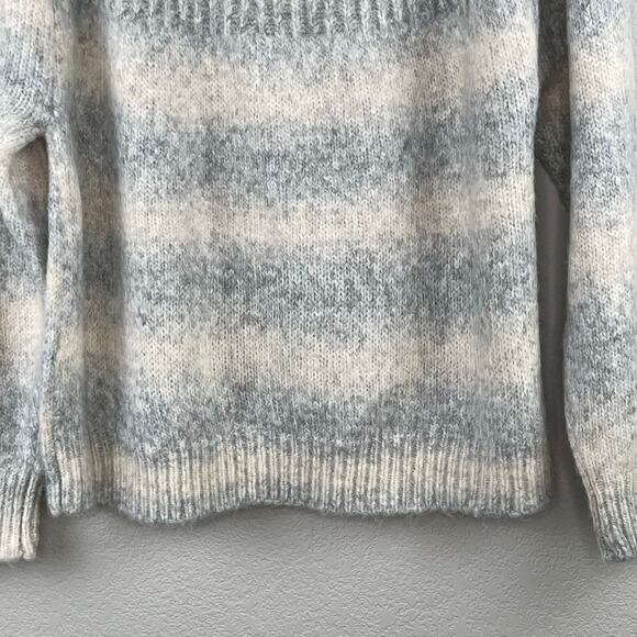 DKNY Gray Cream Ombre Striped Crewneck Soft Knit Pullover Sweater XL NWT - Picture 8 of 11